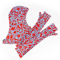 Fäustlinge Fingerlose Handschuhe für Damen für die Abendgesellschaft Extraterrestrials Blue Red