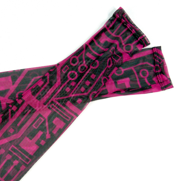 Mitenki Rękawiczki damskie bez palców z tiulu wieczorowo imprezowe Integrated Circuit Pink Anunnaki