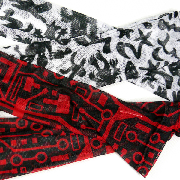 Mitenki Rękawiczki damskie bez palców z tiulu wieczorowo imprezowe Integrated Circuit Red Anunnaki