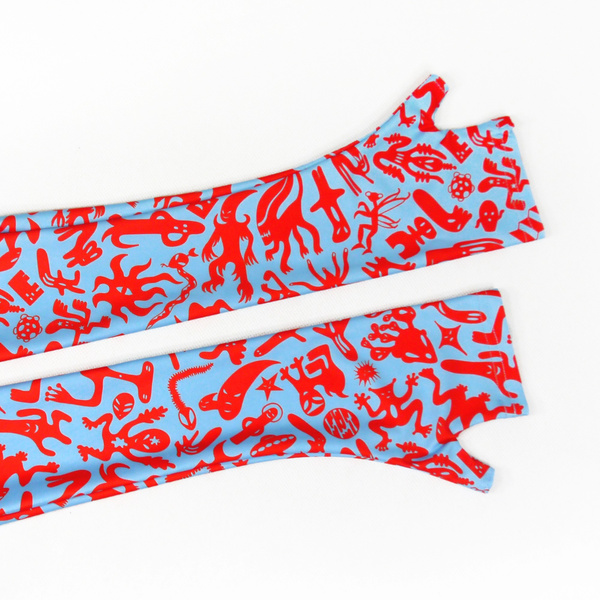 Mitenki Rękawiczki damskie bez palców wieczorowo imprezowe Extraterrestrials Anunnaki Blue Red