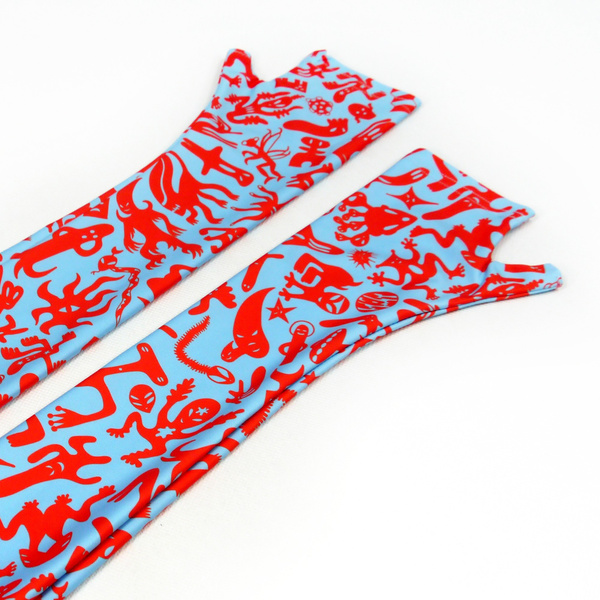 Mitenki Rękawiczki damskie bez palców wieczorowo imprezowe Extraterrestrials Anunnaki Blue Red