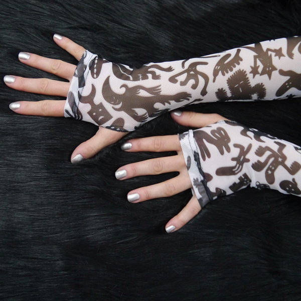 Mitenki Rękawiczki damskie bez palców z tiulu wieczorowo imprezowe Extraterrestrials Anunnaki