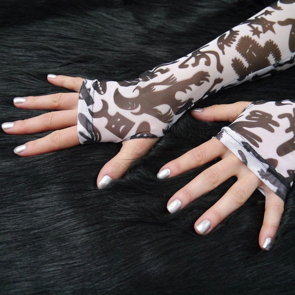 Mitenki Rękawiczki damskie bez palców z tiulu wieczorowo imprezowe Extraterrestrials Anunnaki