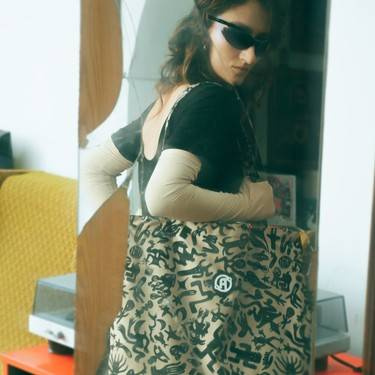 Torba Maxi Anunnaki Extraterrestrials Beige Black