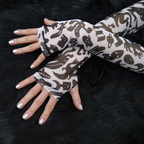 Mitenki Rękawiczki damskie bez palców z tiulu wieczorowo imprezowe Extraterrestrials Anunnaki