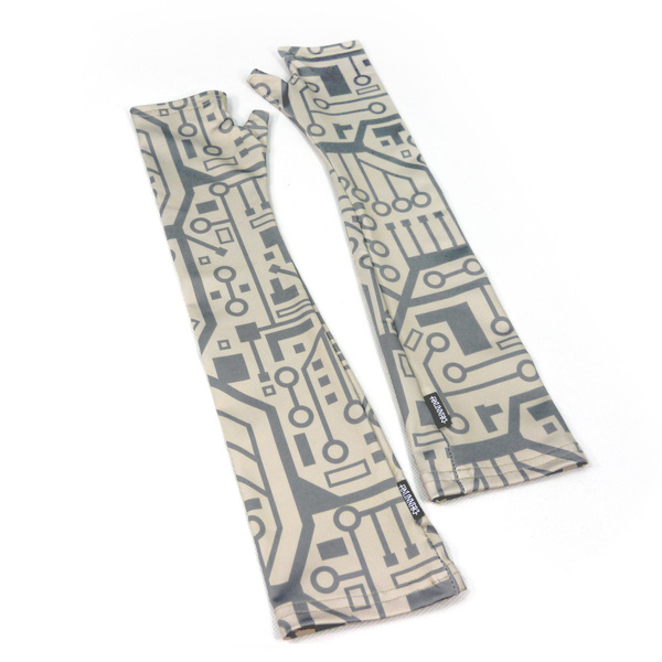 Mitenki Rękawiczki damskie bez palców wieczorowo imprezowe Integrated Circuit Anunnaki Grey